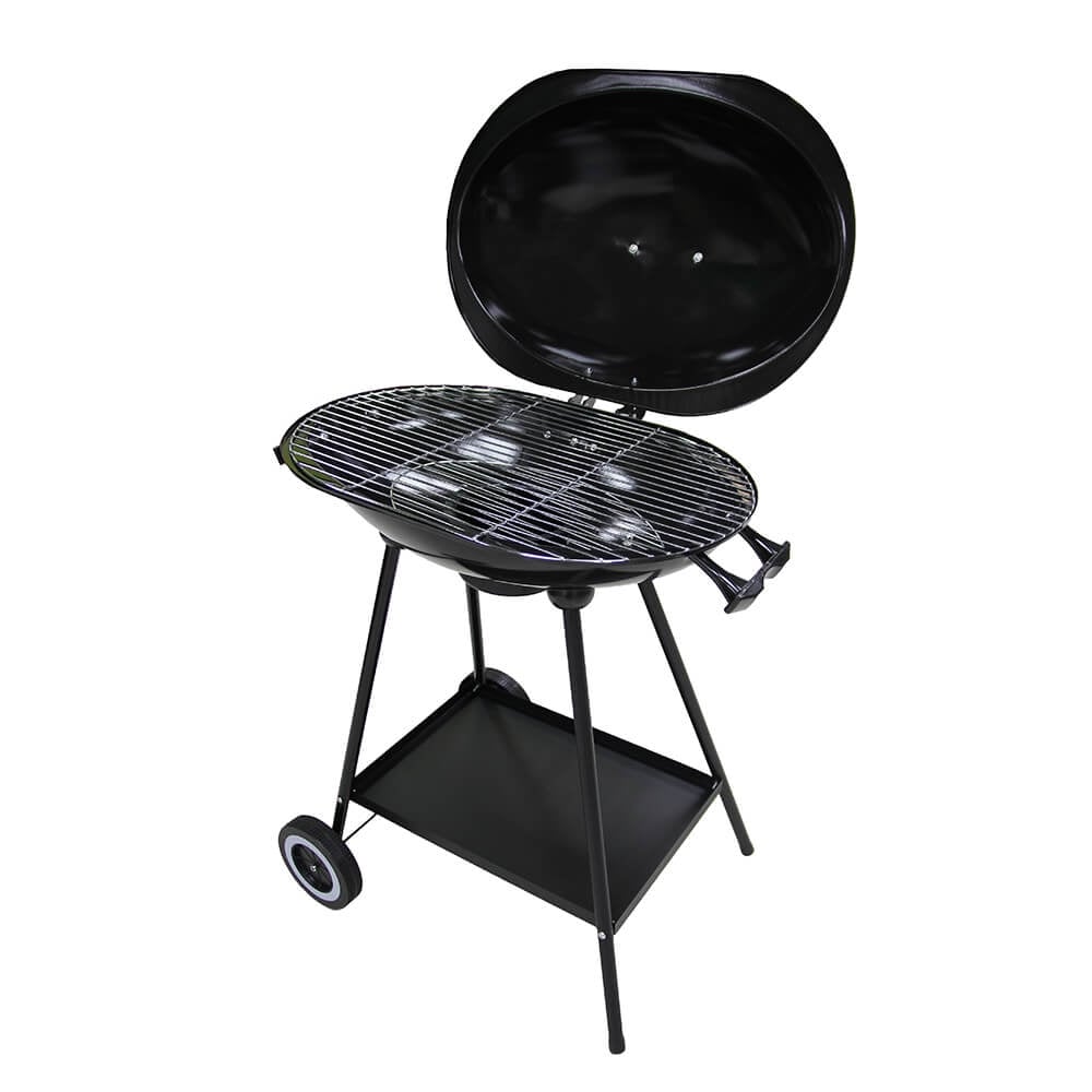 Silver & Stone Oval Kettle Charcoal BBQ - Black