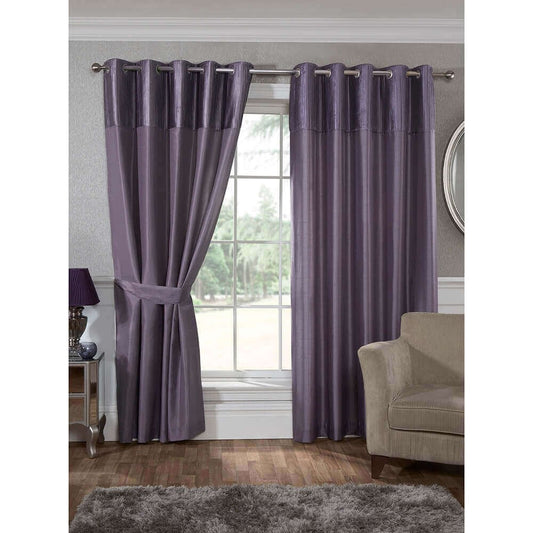 Geneva Faux Silk Eyelet Curtains - Mauve