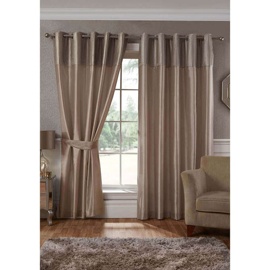 Geneva Faux Silk Eyelet Curtains - Mink