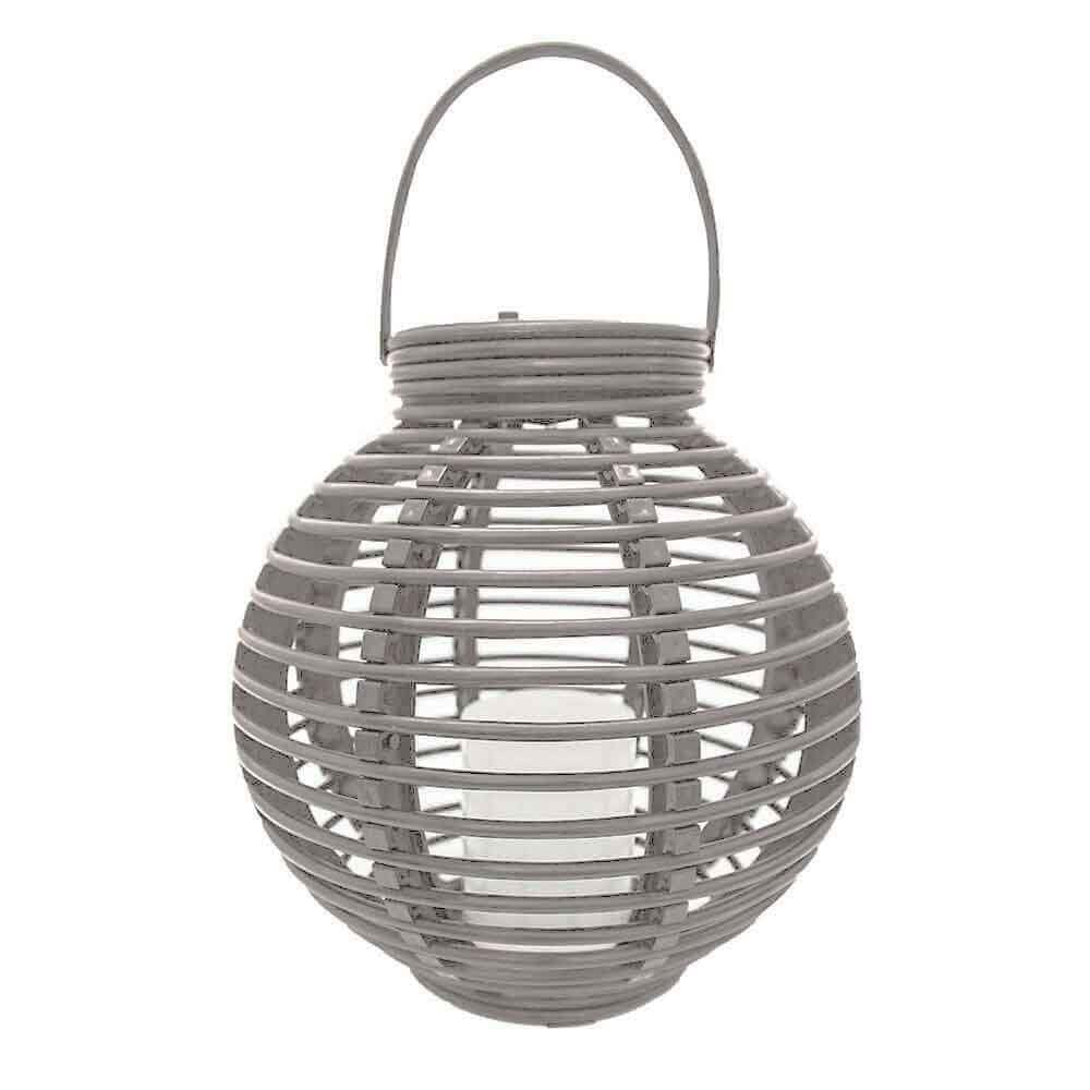 Silver & Stone Roma Solar Rattan Table Lantern - Grey