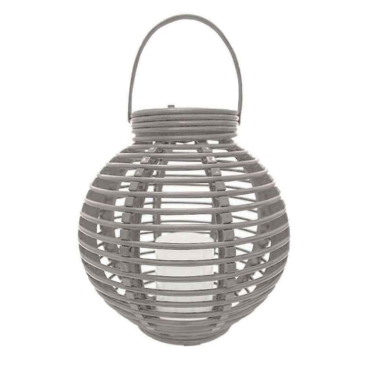 Silver & Stone Roma Solar Rattan Table Lantern - Grey