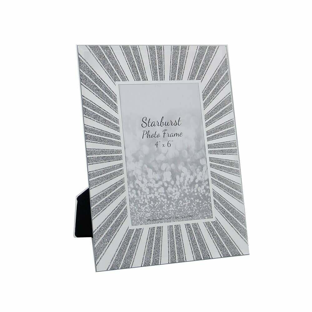 Starburst Glitter Glass Photo Frame 4 x 6" Silver