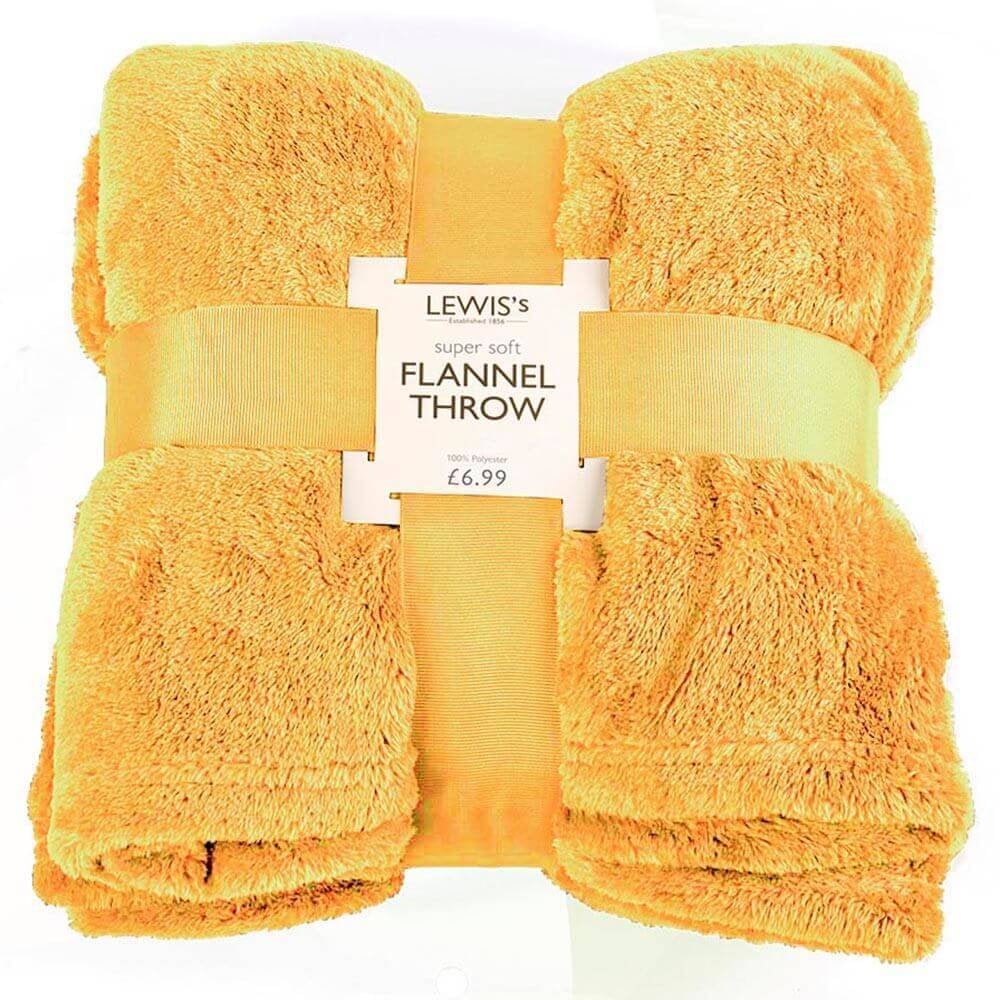 Plain Super Soft Flannel Throw - Ochre