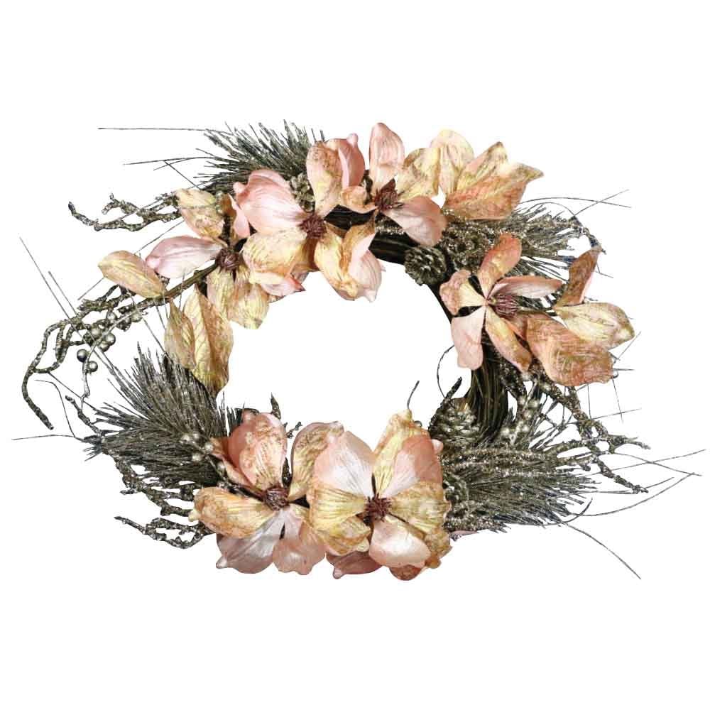 Glittered Pinecone and Magnolia Flower Wreath
