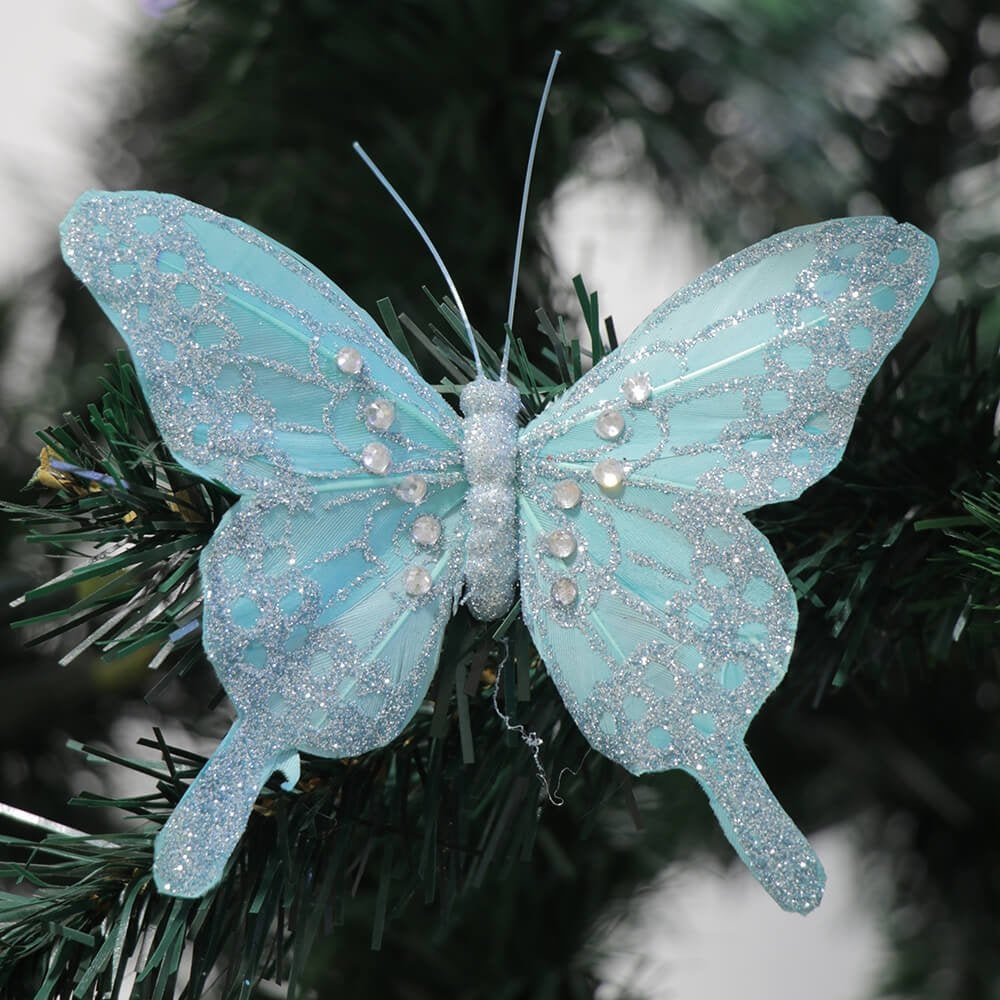 3 Pack Feather Butterflies - Ice Blue
