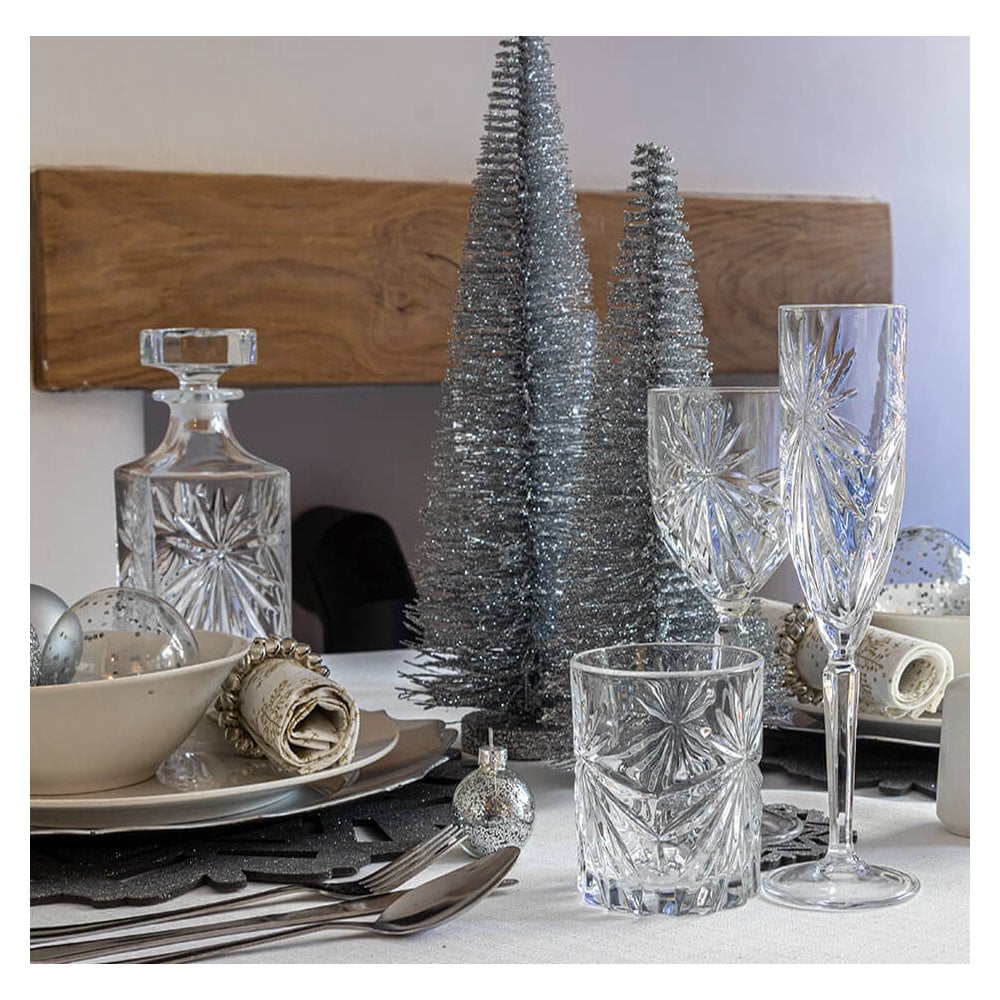 Silver Glittered Christmas Tree Decoration - Large