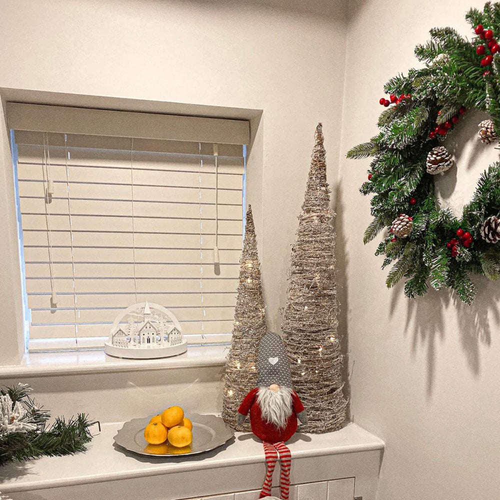 30 LED Rattan 2 Piece Cone Tree Set