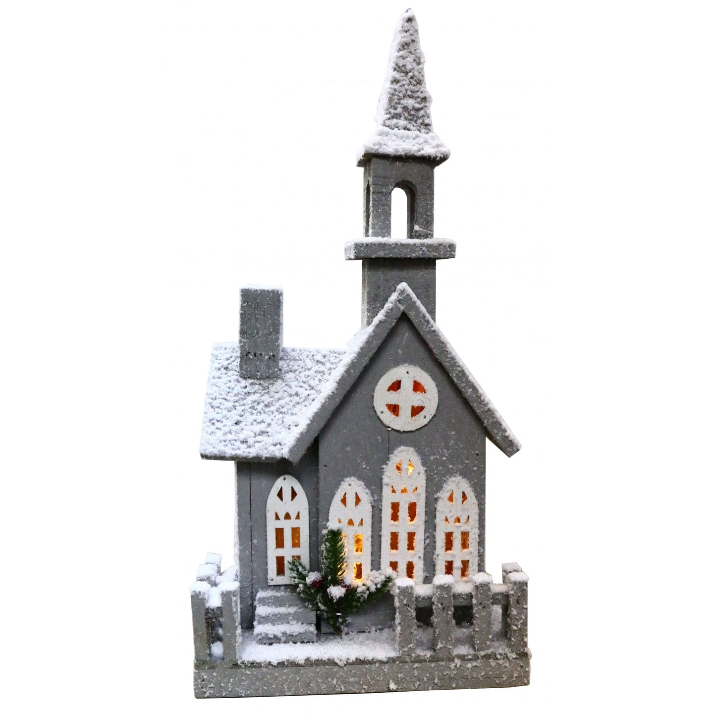 Christmas Sparkle Wooden House Silver with 10 Warm White Lights