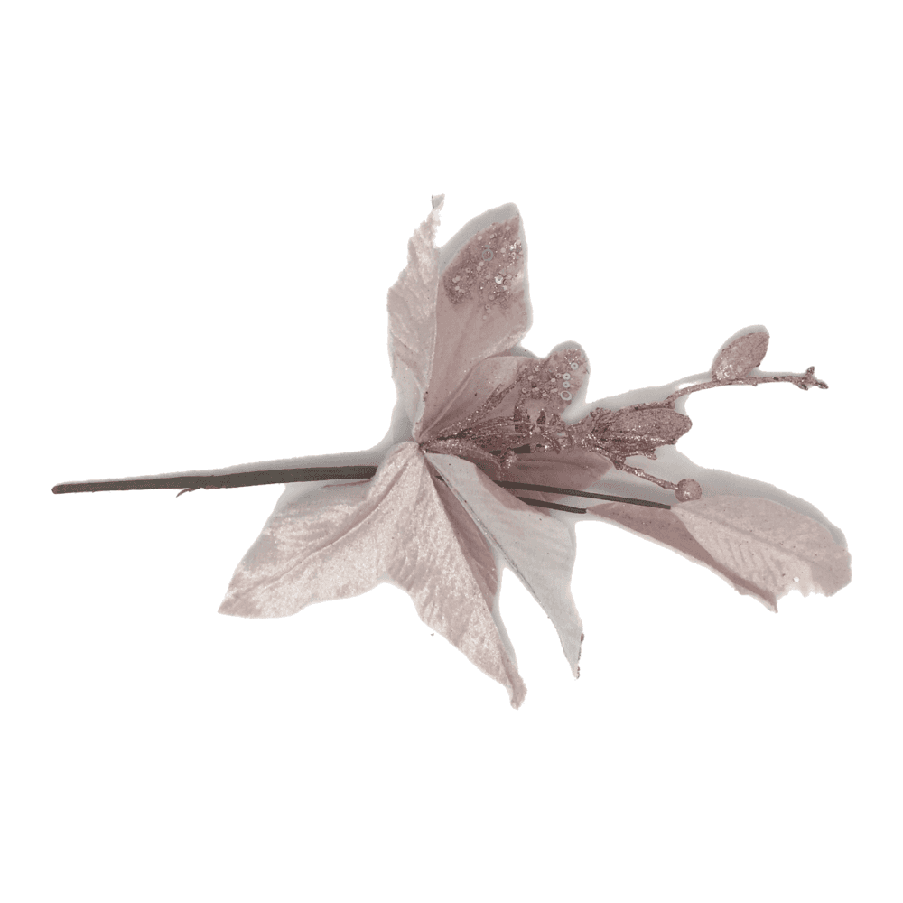 Christmas Sparkle Glittered Branch Stem Pick Large in Pink