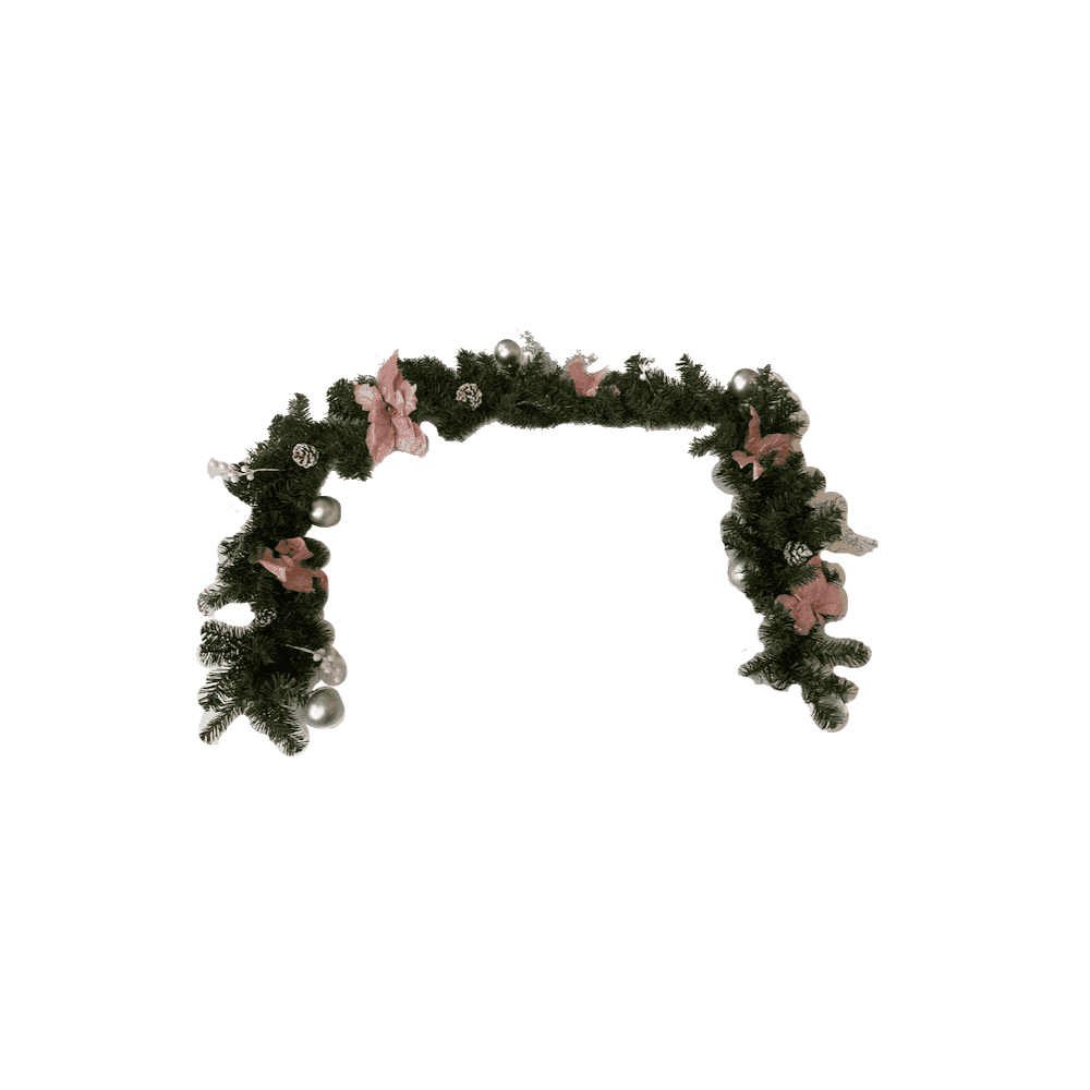 Pre-Lit Blush Pink Poinsettia Garland
