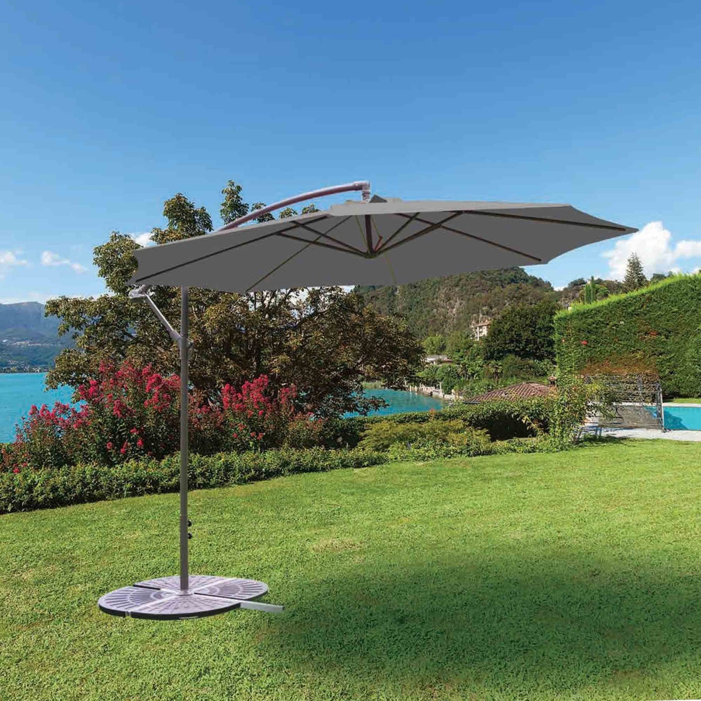 Silver & Stone Parasol Large Hanging Parasol 3m - Grey