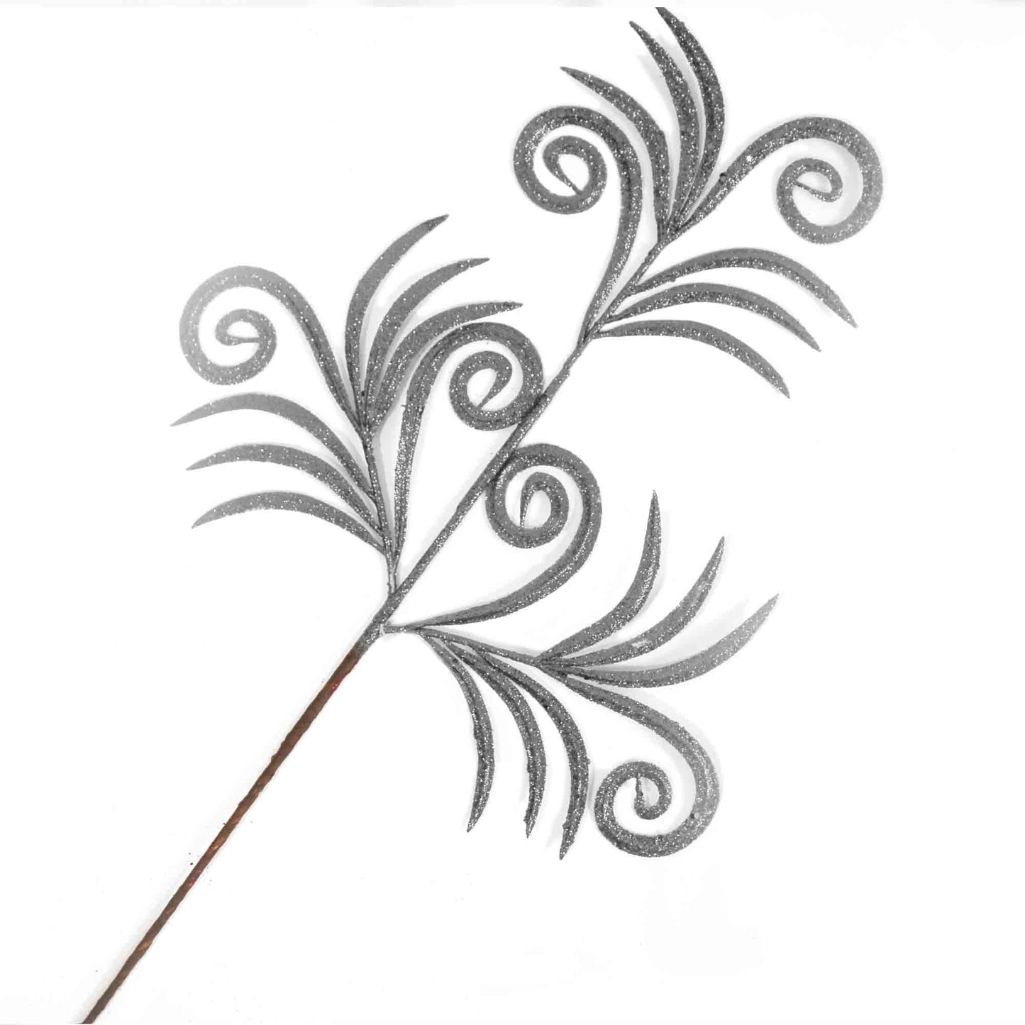 Christmas Sparkle Spiral Glitter Stem Pick in Silver