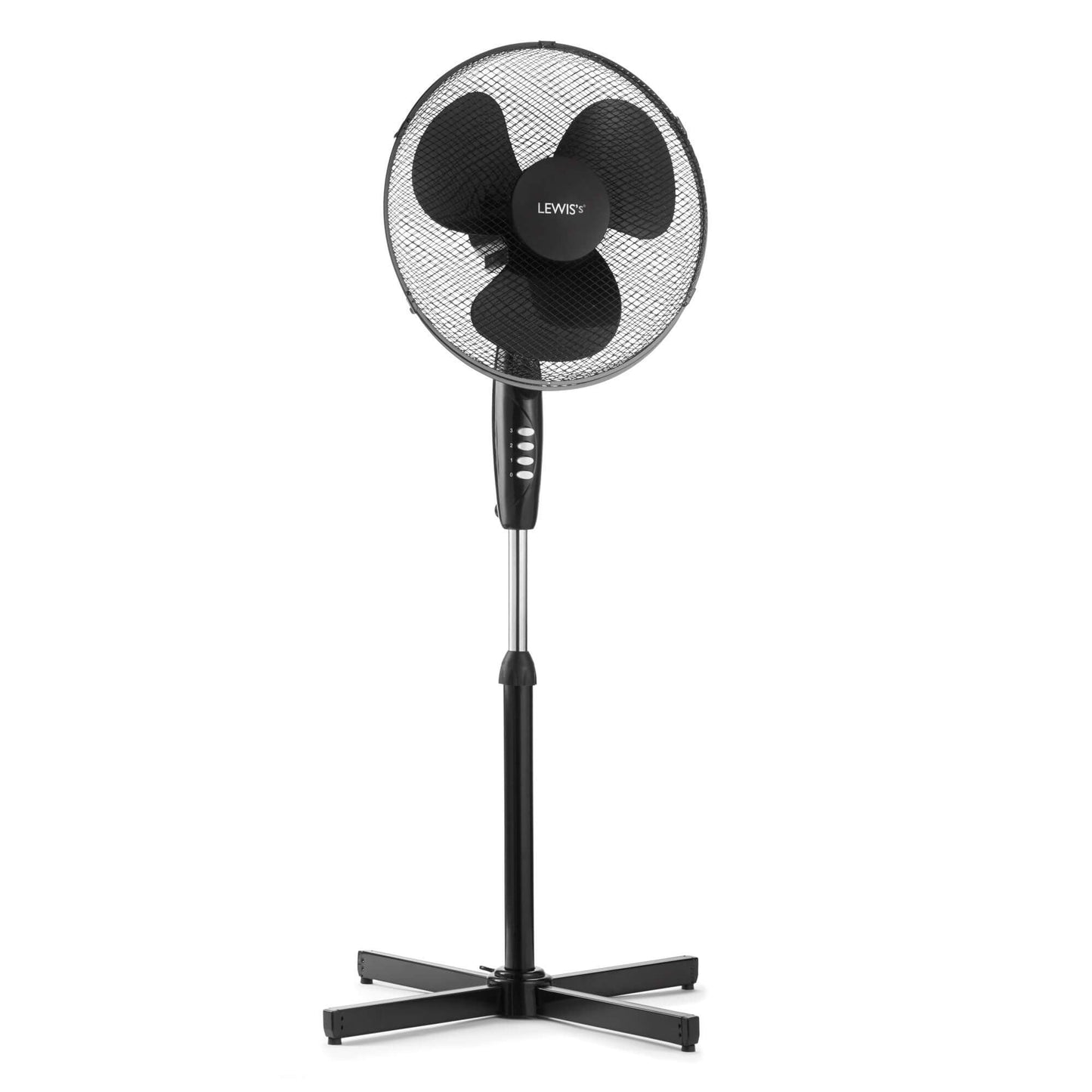 Lewis's 16" Black Stand Fan With Push Button Controls & Adjustable Tilt Head