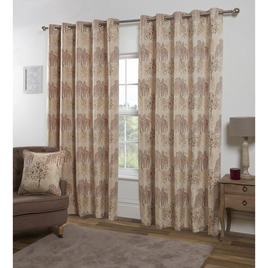 Orchard Patterned Eyelet Curtains - Red