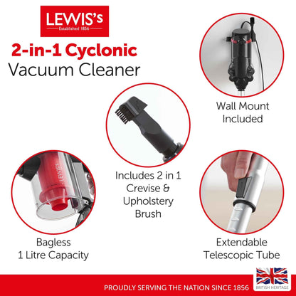 Lewis's 2 in 1 Cyclonic Corded Vacuum Hoover Home Cleaning