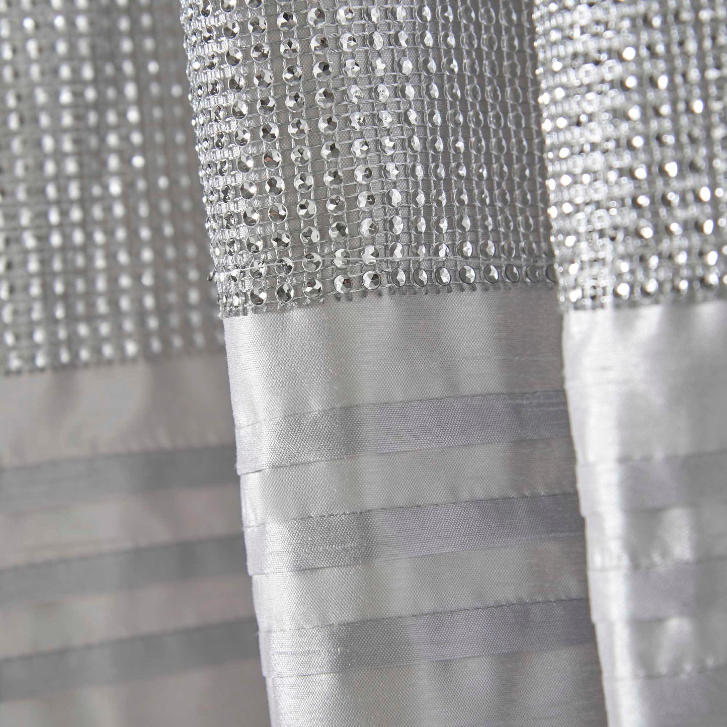 Cannes Faux Silk Pintuck Embellished Eyelet Curtains - Silver