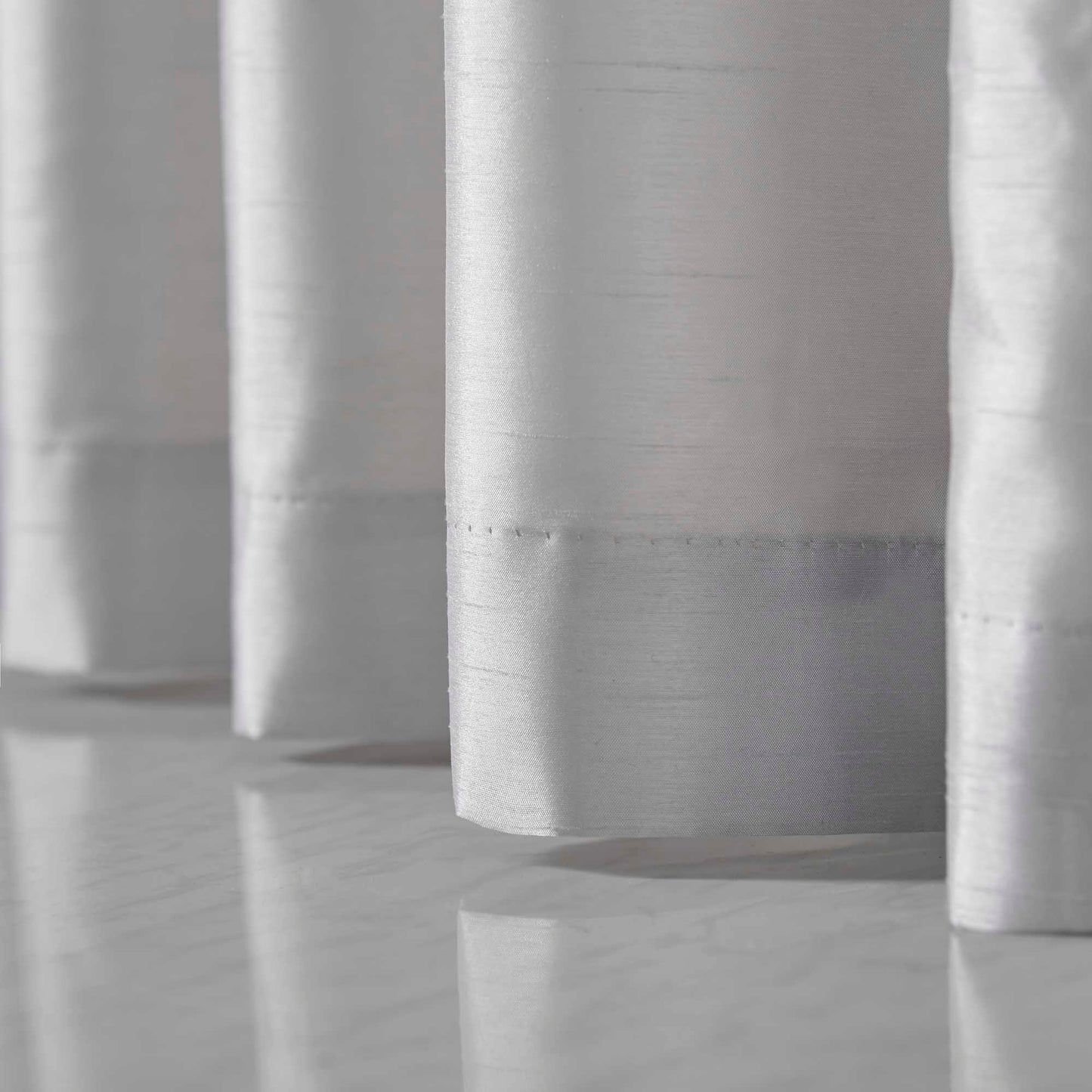 Cannes Faux Silk Pintuck Embellished Eyelet Curtains - Silver