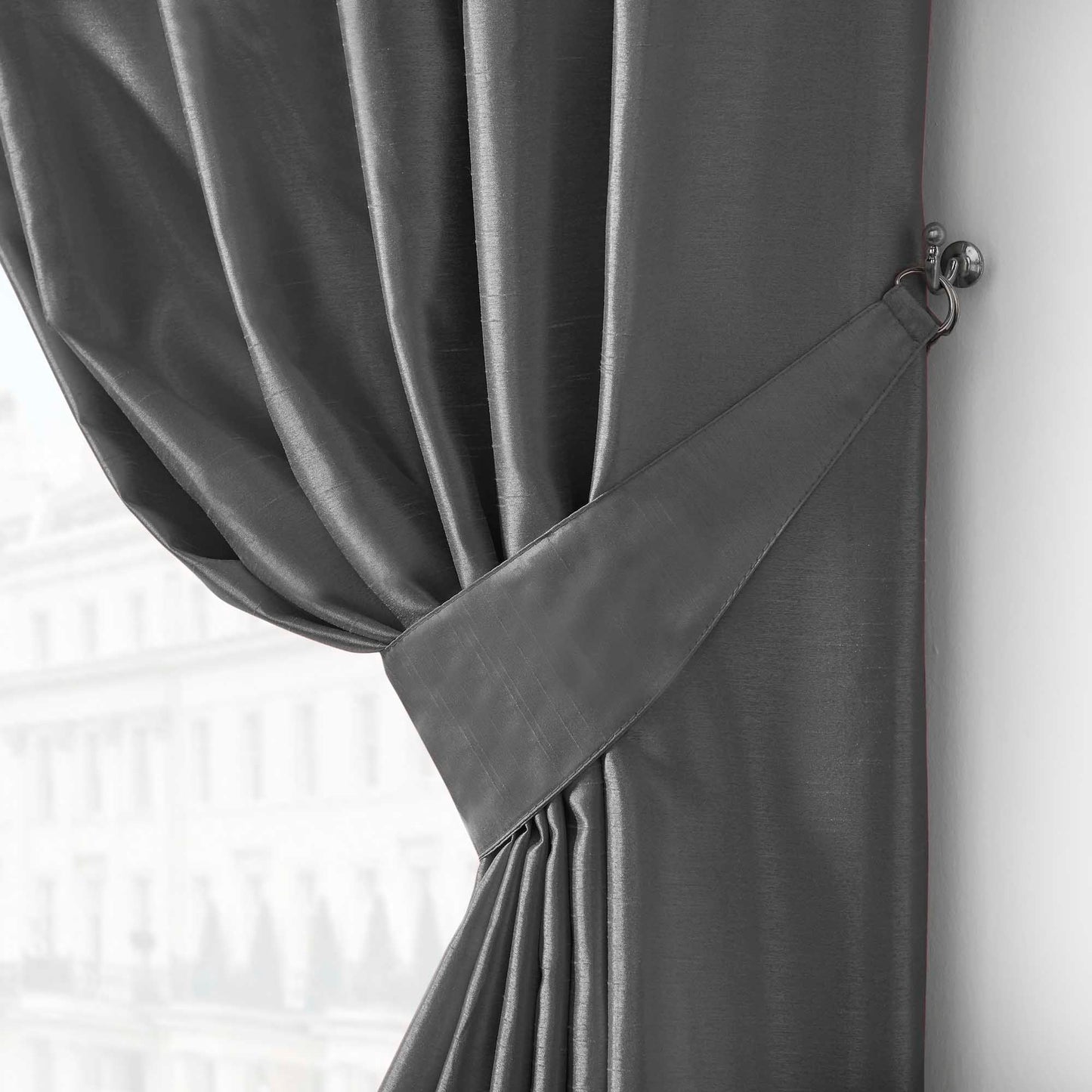 Denver Lined Eyelet Curtains - Charcoal