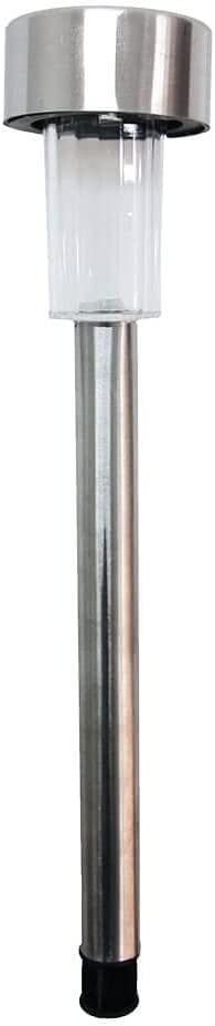 Silver & Stone Solar Powered Stainless Steel Silver Stake Lights Pack Of 10 with White LEDs