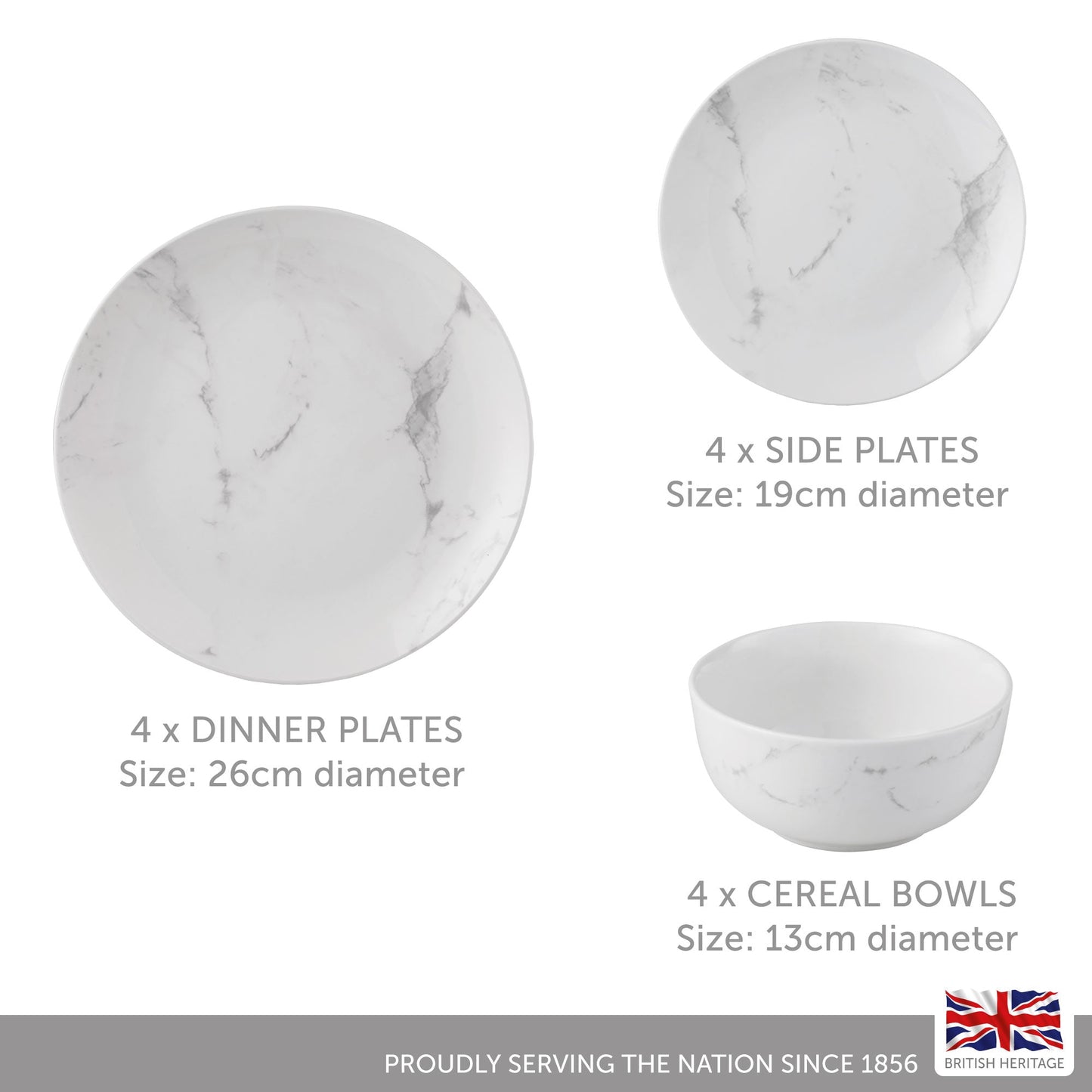 Lewis's 12 Piece Dinner Set - Marble