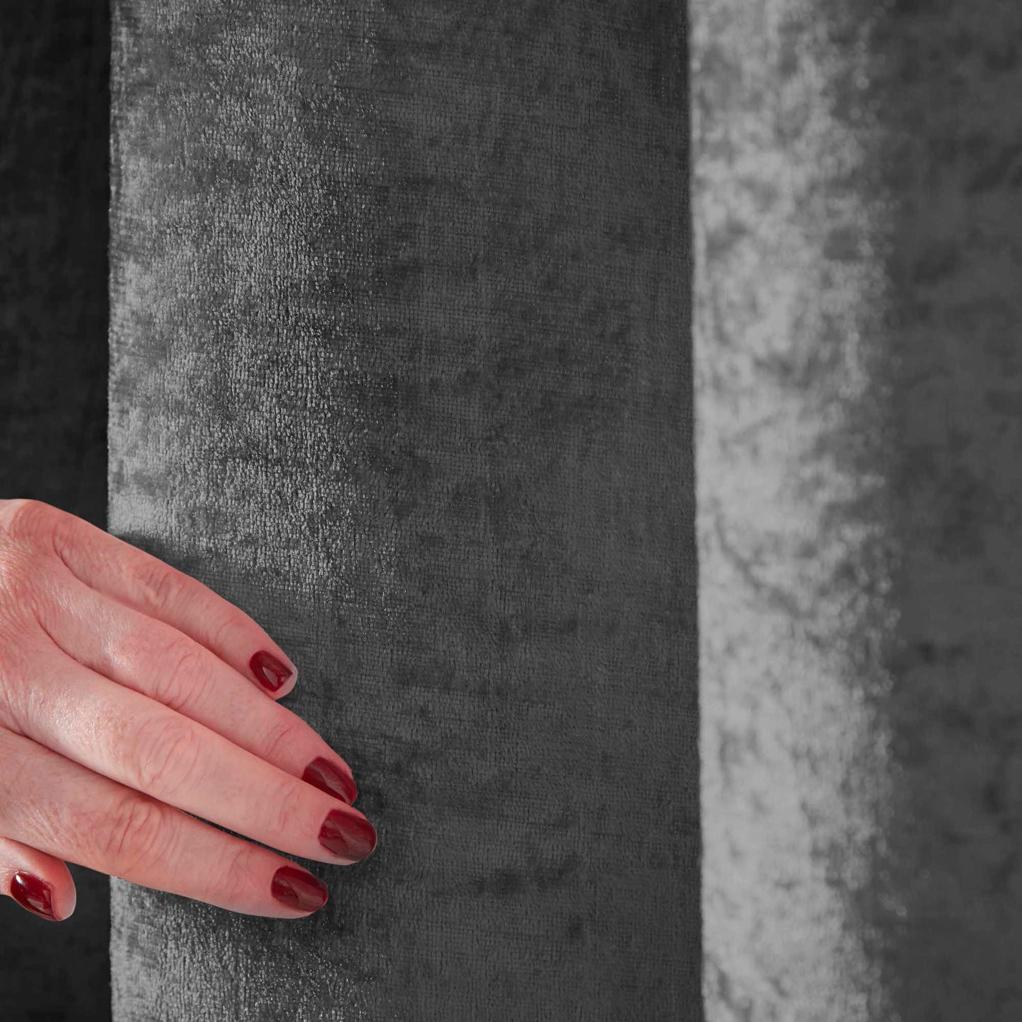 Amelia Crushed Velvet Eyelet Curtains - Charcoal