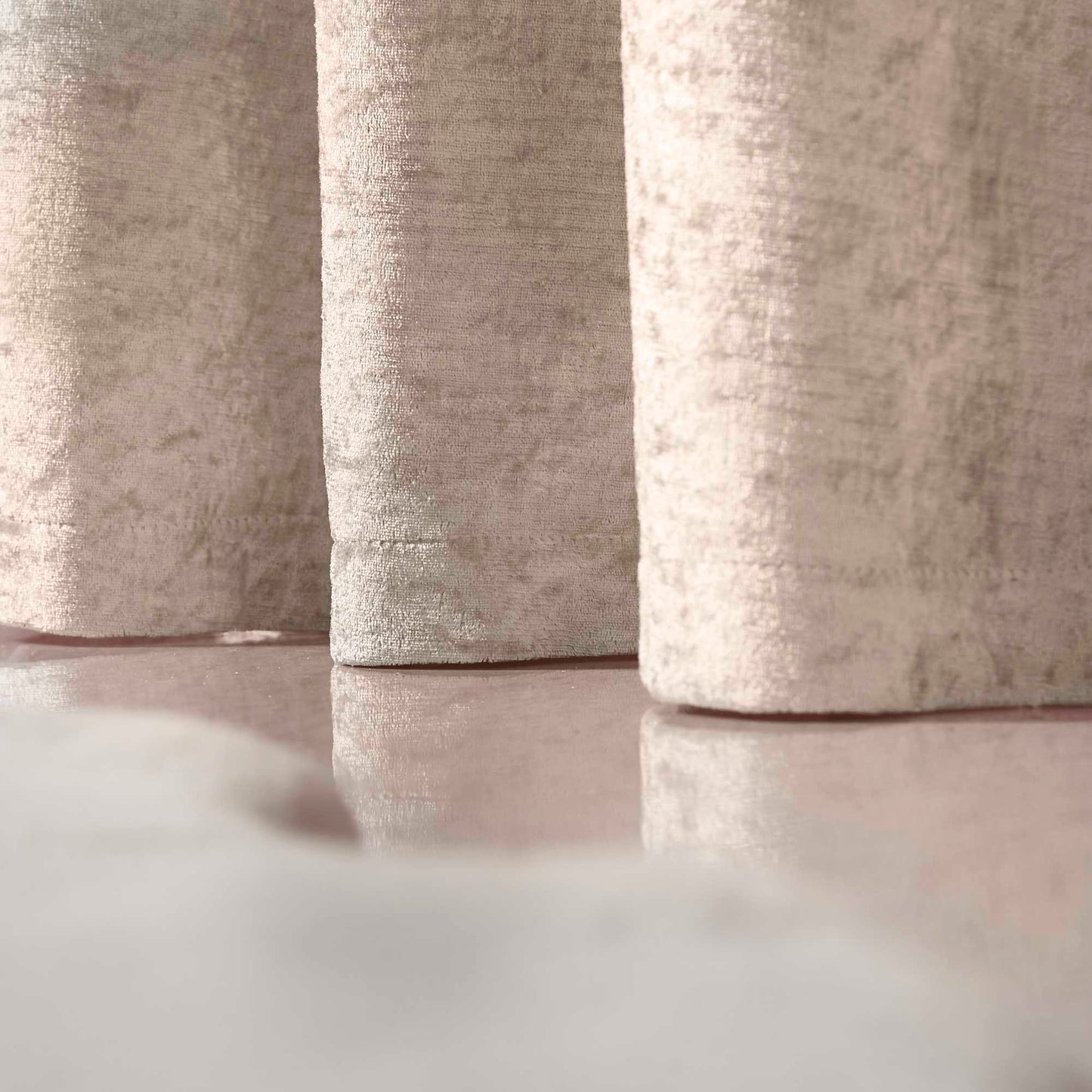 Amelia Crushed Velvet Eyelet Curtains - Mink