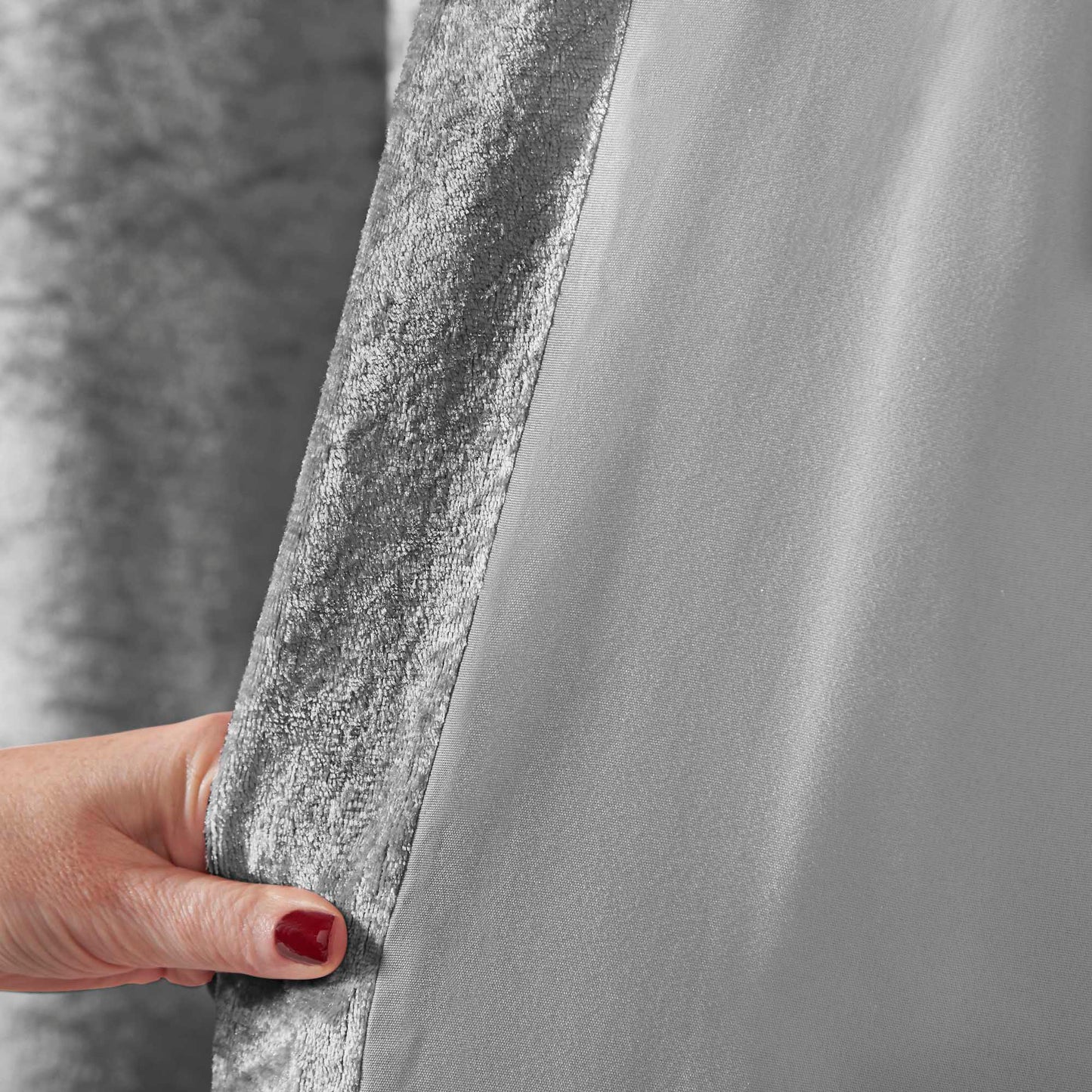 Amelia Crushed Velvet Eyelet Curtains - Silver