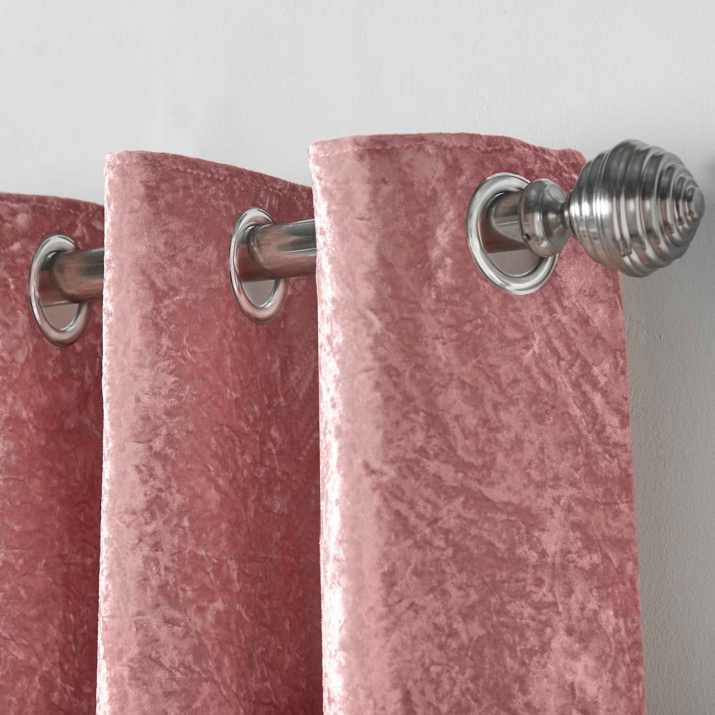 Olivia Velvet Top Eyelet Curtains - Blush