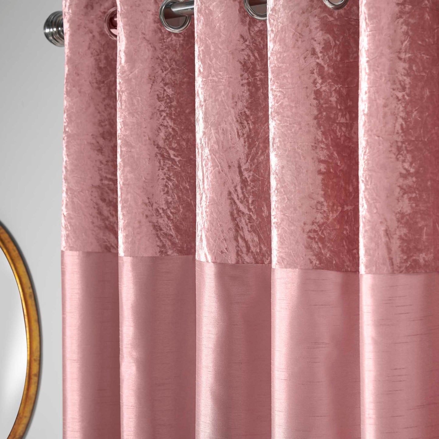 Olivia Velvet Top Eyelet Curtains - Blush