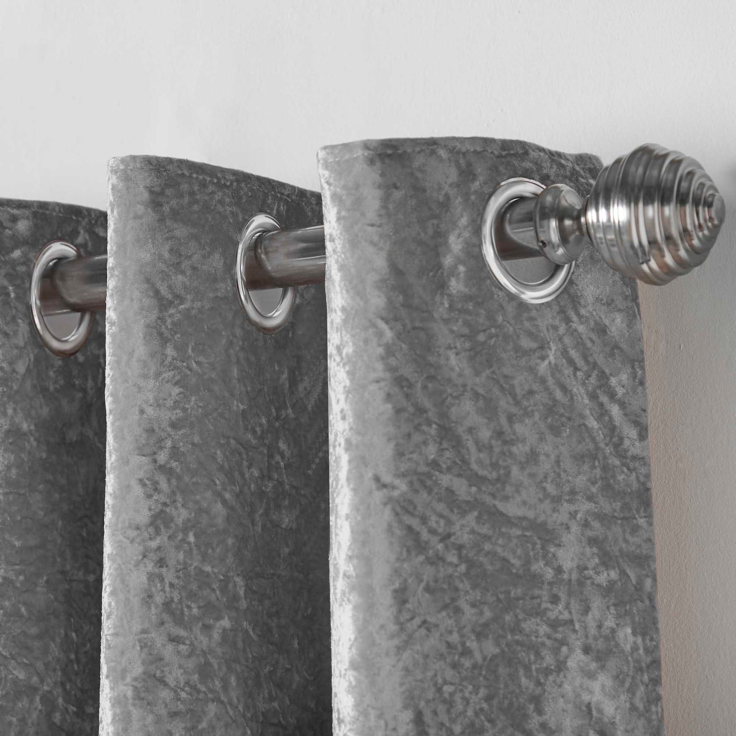 Olivia Velvet Top Eyelet Curtains - Silver