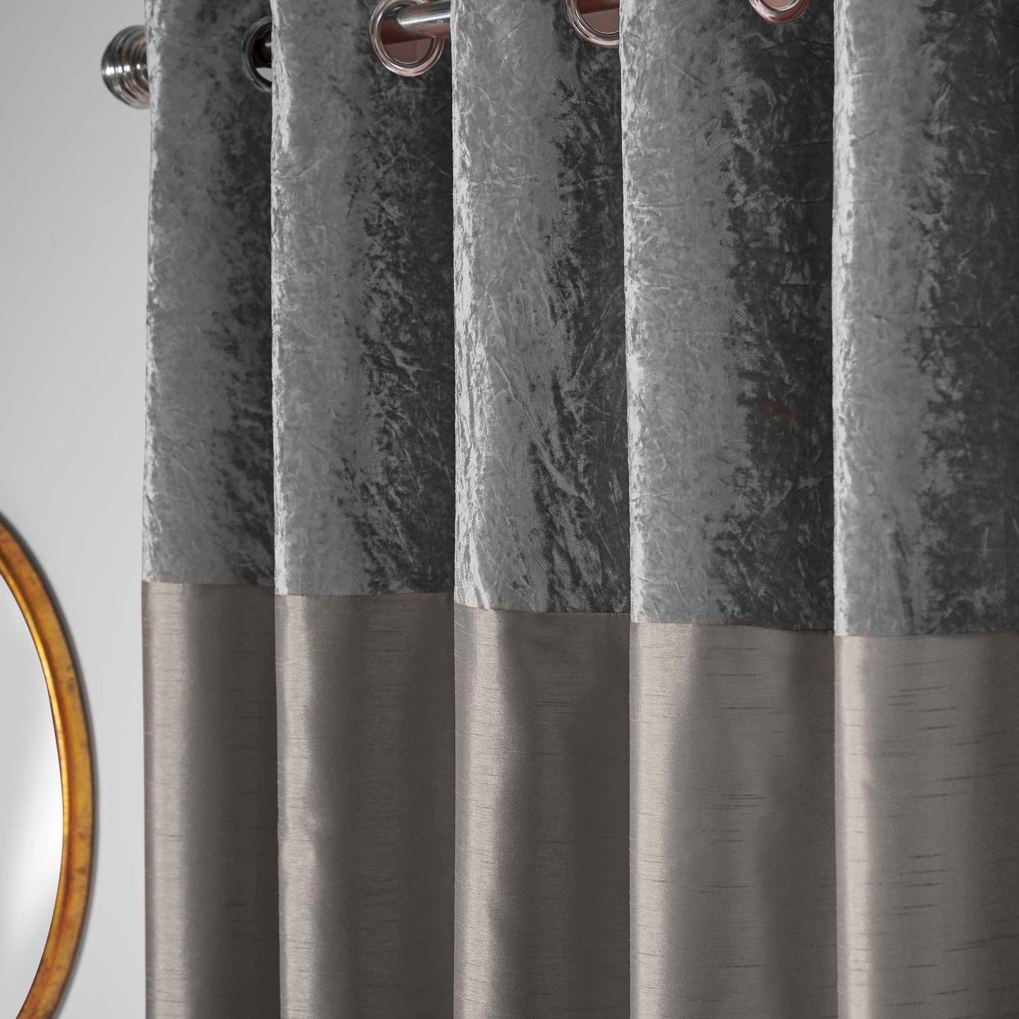 Olivia Velvet Top Eyelet Curtains - Silver