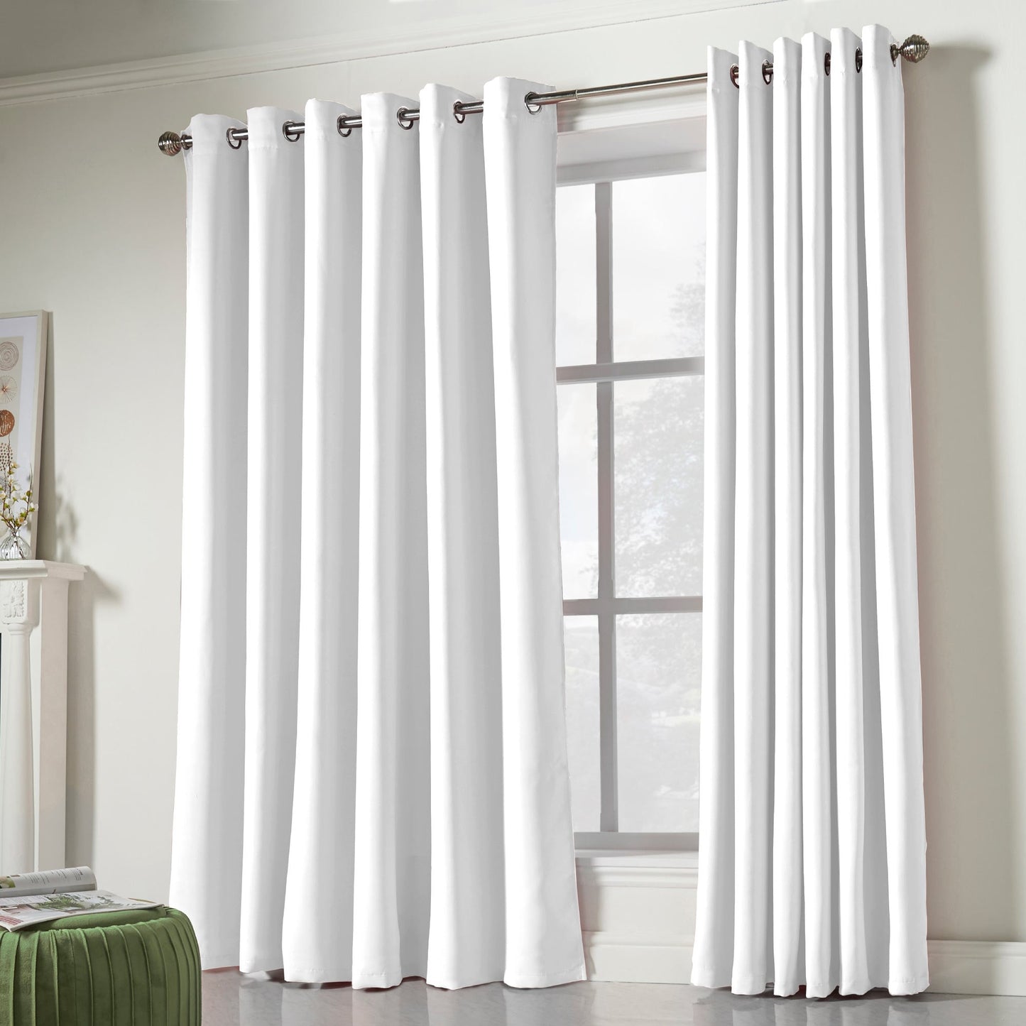 Eclipse Soft Touch Blockout Eyelet Curtains - White