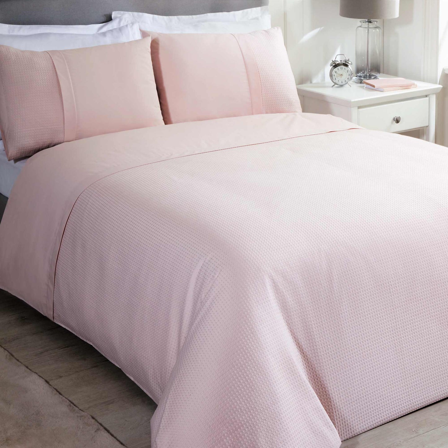 Waffle 100 % Cotton Duvet Set - Blush