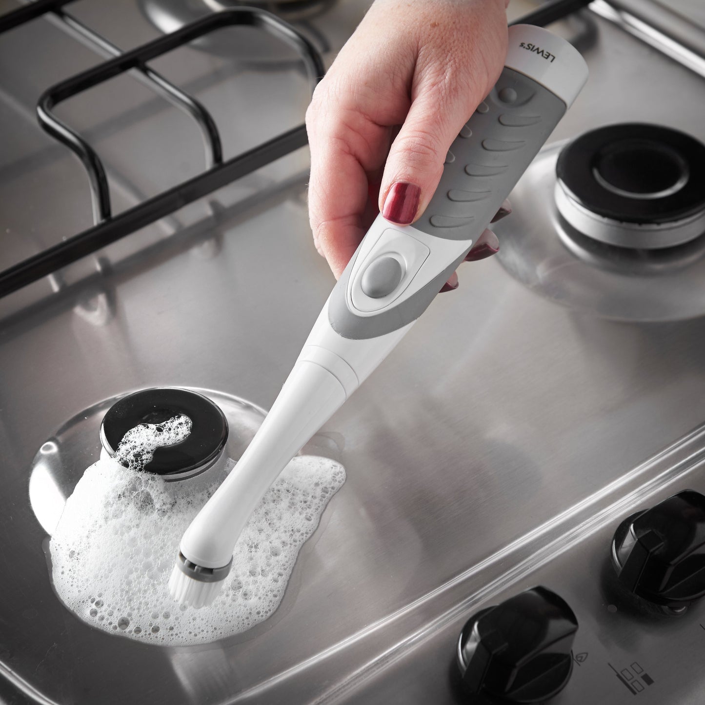 LEWIS'S Turboscrub Brush – Cleaning Products – Scrubbing Brush, Electric Cleaning Brush, Scrubber Bottle Brush, Power Scrubber, Long Brush, Spin Scrubber, Electric Scrubbing Brush