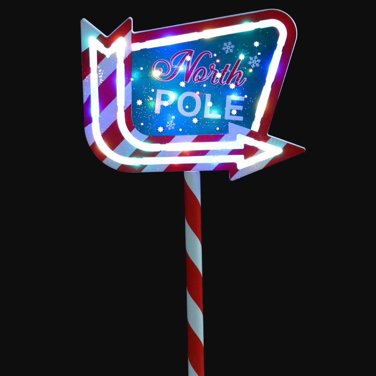 Christmas Sparkle Outdoor North Pole Light Up Sign Garden Stake