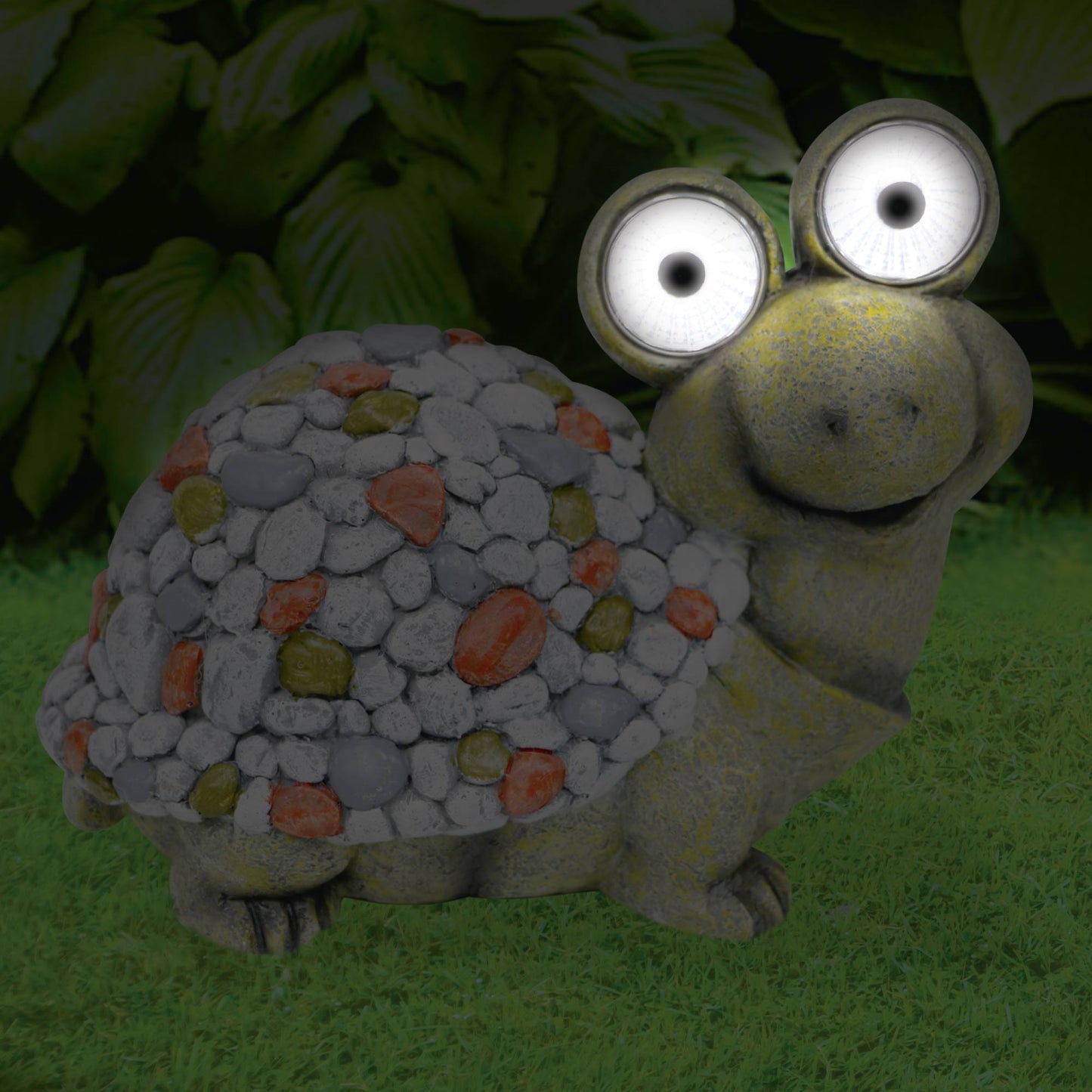 Silver & Stone Outdoor Solar Pebble Effect Turtle Ornament