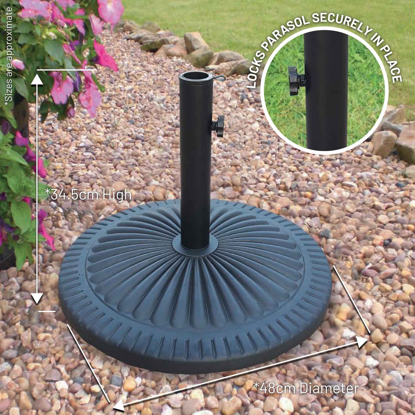 Lewis's Milano Pattern Effect Parasol Base – Cast Iron Parasol Base 13kg