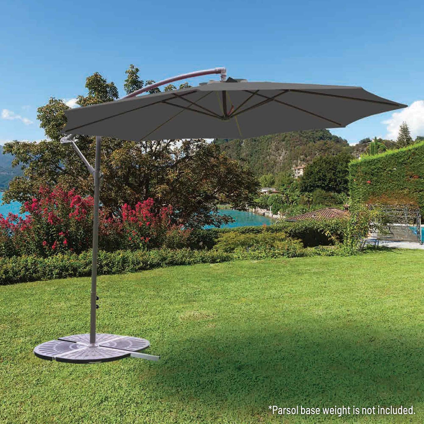 Silver & Stone Parasol Large Hanging Parasol 3m - Charcoal