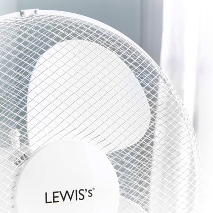 Lewis's 16" Tabletop Desk Fan Adjustable Tilt Head & Push Button Controls