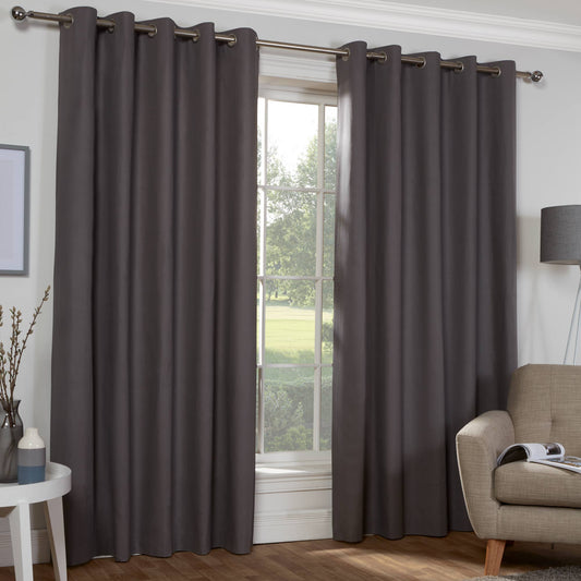 Naples Pure Cotton Eyelet Curtains - Charcoal