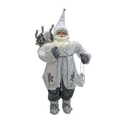 60cm Winter White Grey Standing Santa Claus Father Christmas Xmas Decoration