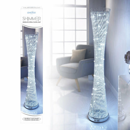 Anika 145cm Aluminium Metal Bright White LED Spiral Lounge Floor Light Lamp