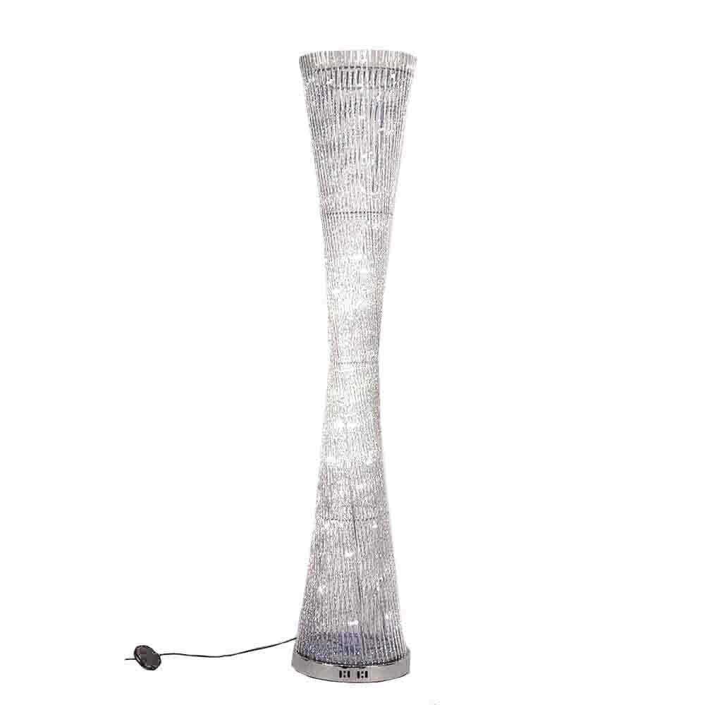 Anika 145cm Aluminium Metal Bright White LED Spiral Lounge Floor Light Lamp