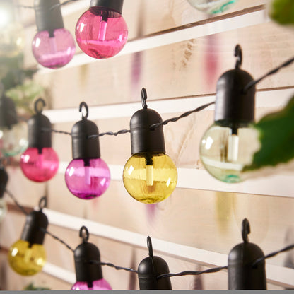 Silver & Stone Solar Powered Party String Lights with 50 Multi Coloured LEDs