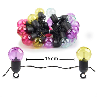 Silver & Stone Solar Powered Party String Lights with 50 Multi Coloured LEDs