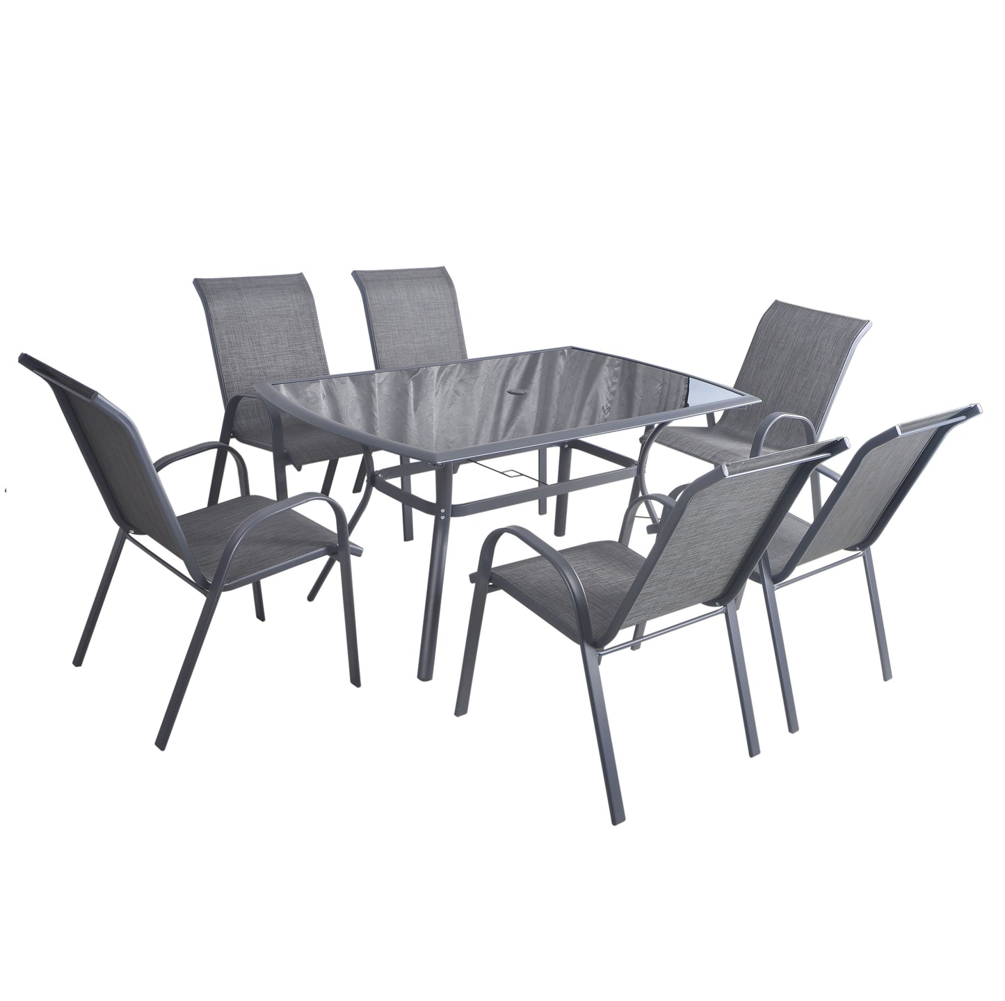 Silver & Stone Bali Garden Furniture 7 Piece Dining Set - Grey