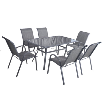Silver & Stone Bali Garden Furniture 7 Piece Dining Set - Grey