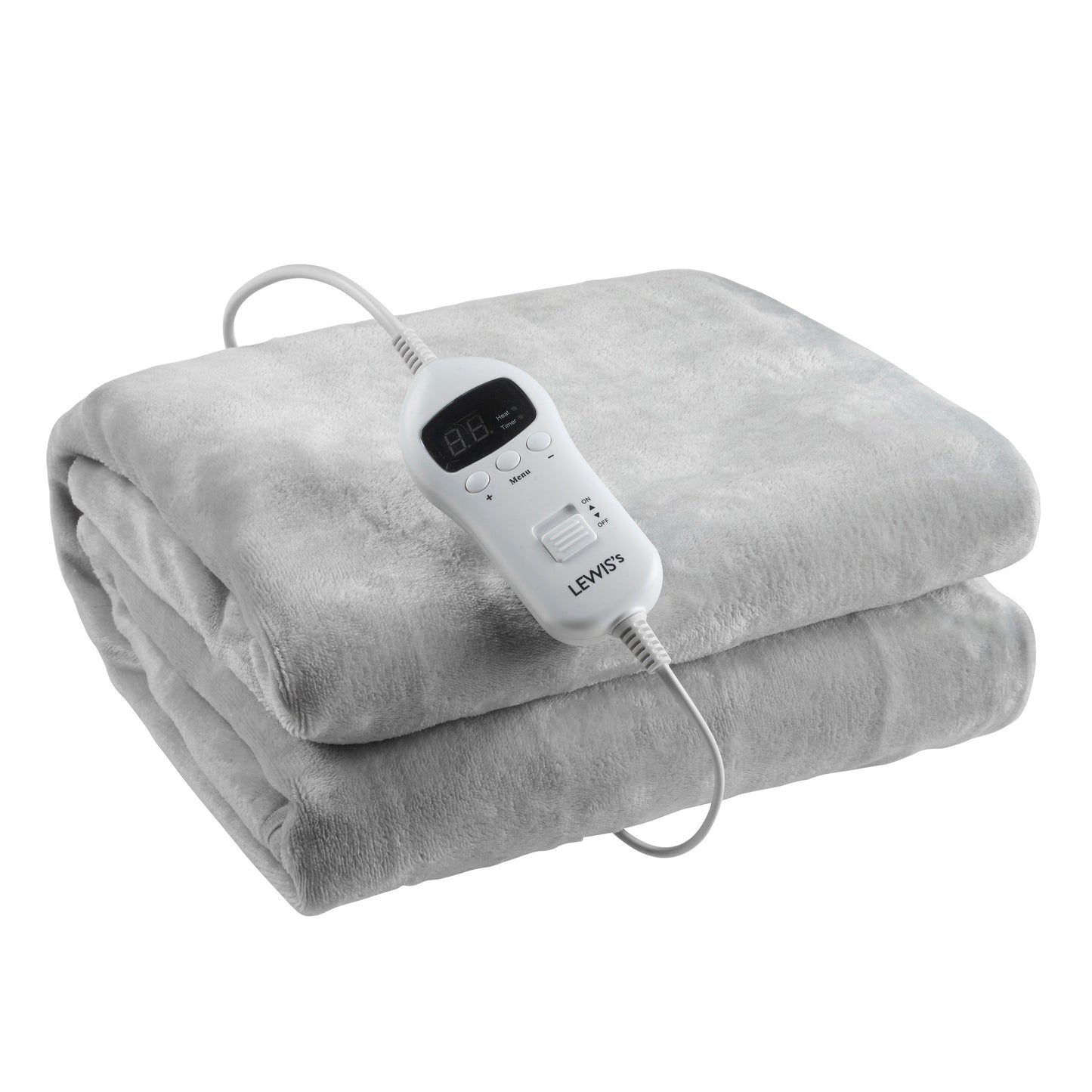 LEWIS'S Luxury Electric Heated Fleece Throw Blanket 130CM x 160CM Grey or Dark Charcoal