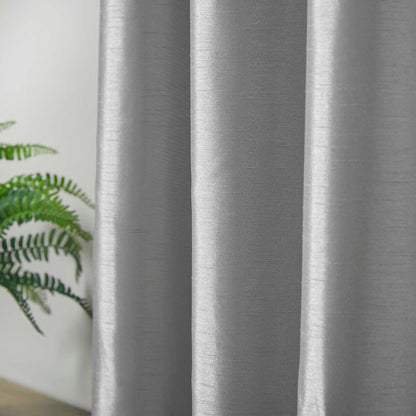 Denver Lined Eyelet Curtains - Silver