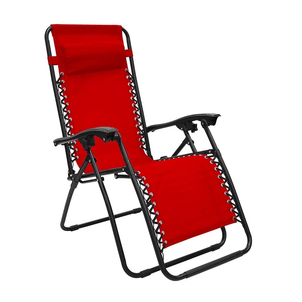 Bali Valencia Folding Sun Lounger Zero Gravity Reclining Sun Lounger - Red